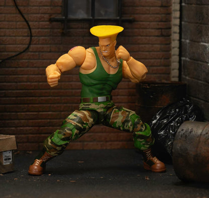Jada Toys Street Fighter II Guile Action Figure 1:12 Scale, 6" Tall, Interchangeable Heads, Hands & Accessories