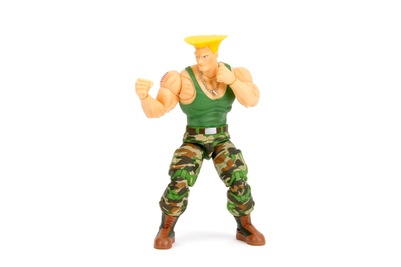 Jada Toys Street Fighter II Guile Action Figure 1:12 Scale, 6" Tall, Interchangeable Heads, Hands & Accessories