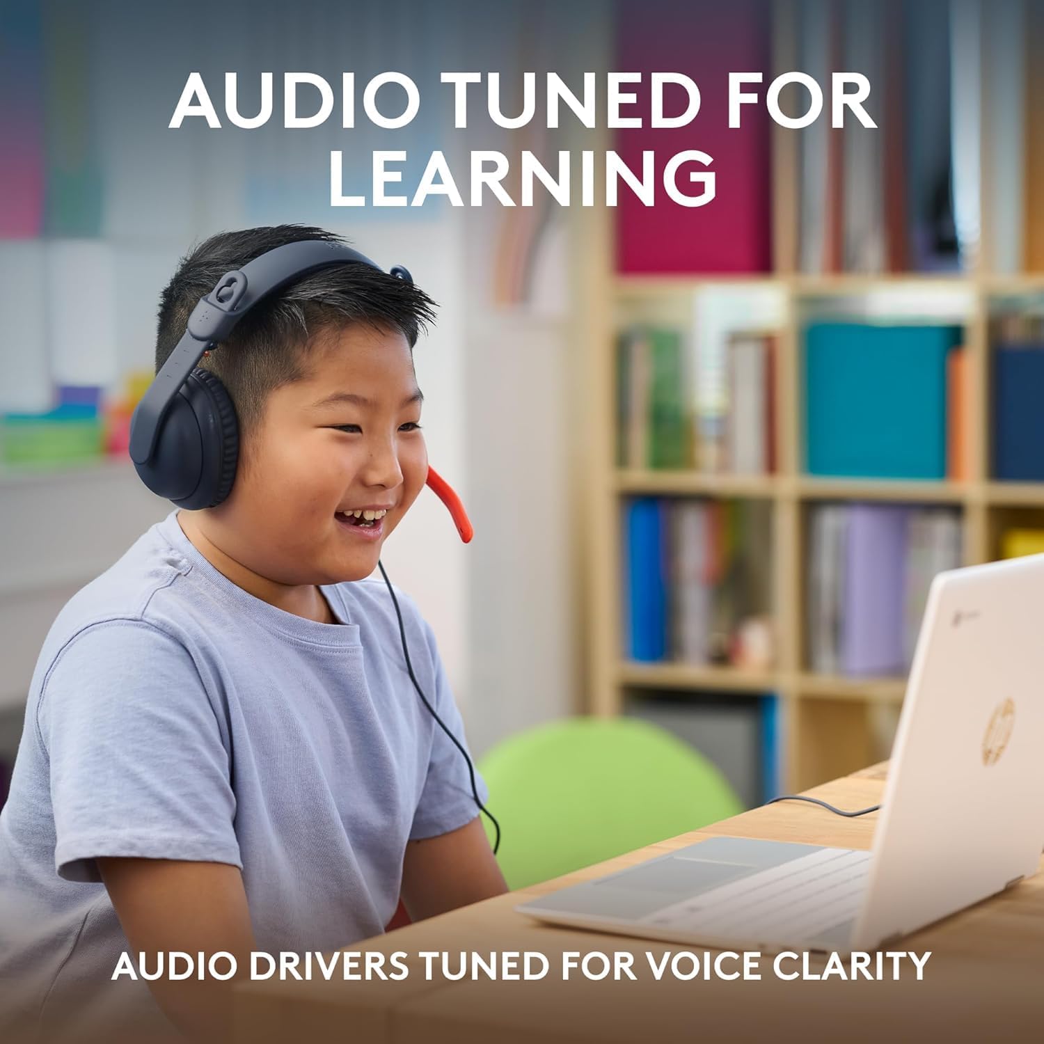 Logitech Zone Learn Wired Headset with Microphone for Learners, Comfortable and Adjustable Fit for Kids, USB C, for Windows/MacOS/iPadOS/Android/Mobile - On-Ear, Blue