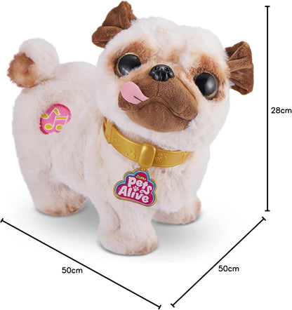 Pets Alive Zuru 9521 – Poppy The Booty Shakin’ Pug, Plush Toy Pug Shakes Her Head and Bottom, Turns and Plays 3 Lovely Songs.