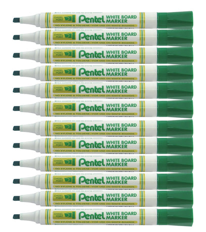 Pentel Chisel Point White Board Marker, Green Ink (Pack of 12