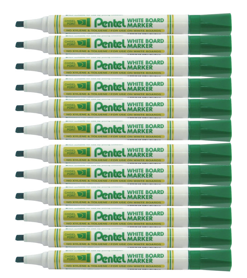 Pentel Chisel Point White Board Marker, Green Ink (Pack of 12