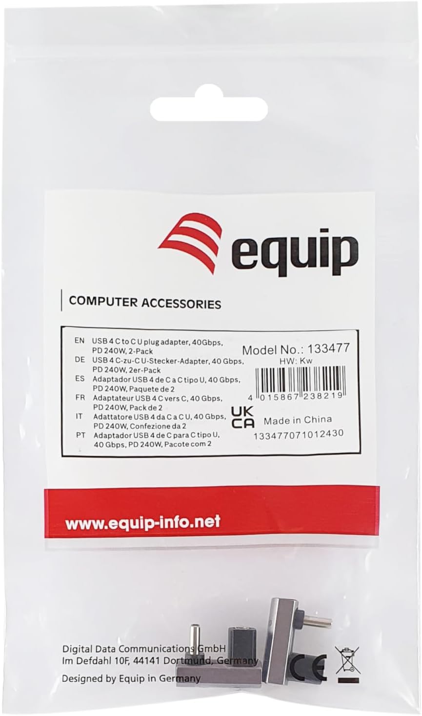 Equip 133477 USB 4C to CU Male Adapter 40Gbps PD 240W (Pack of 2