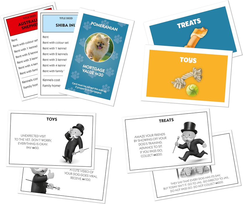 Winning Moves Dogs Monopoly Board Game English Edition, Play with your favourite canines from Pomeranian, Siberian Husky and Shiba Inu, Fun family board game for ages 8 and up