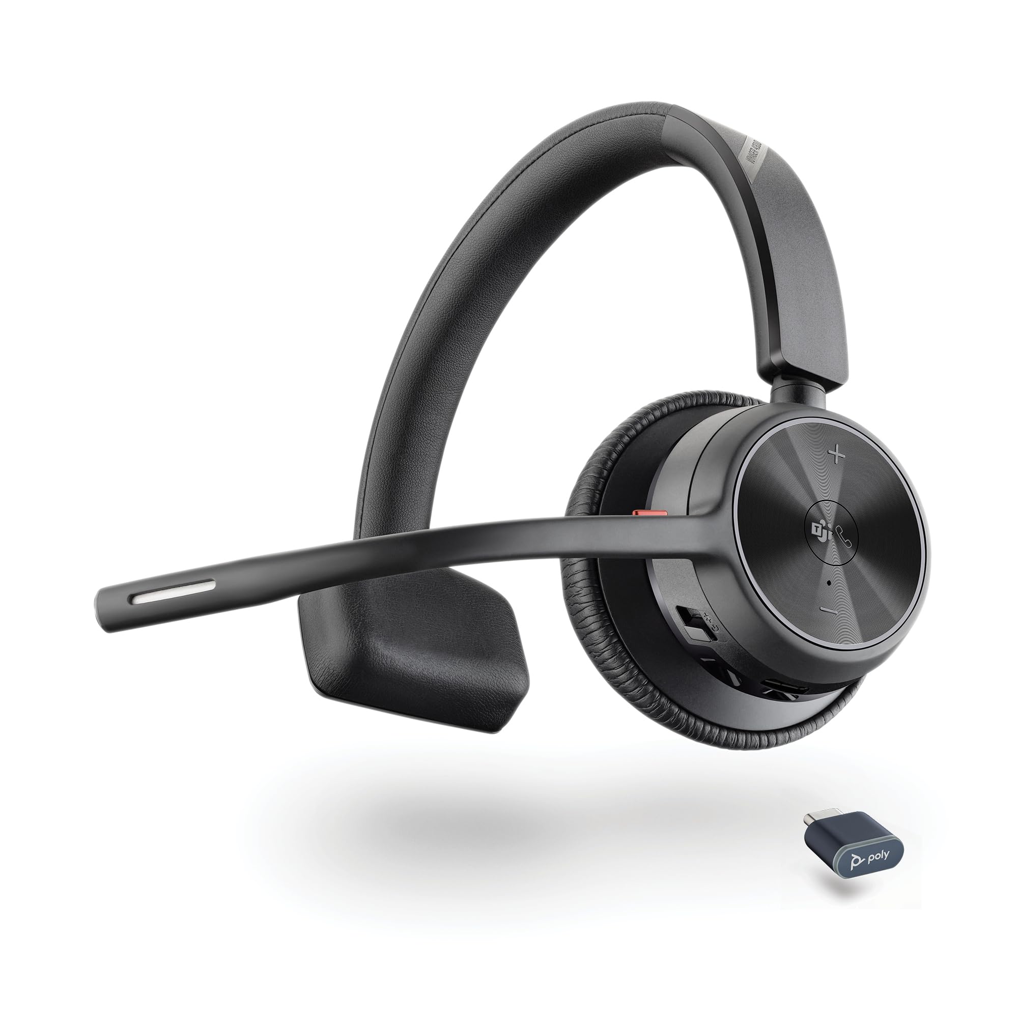 Poly Voyager 4310 UC Wireless Headset (Plantronics) - Single-Ear Bluetooth Headset w/Noise-Canceling Boom Mic - Connect PC/Mac/Mobile via Bluetooth - Works w/Teams (Certified), Zoom 2024 Version (USB-C & USB-A)