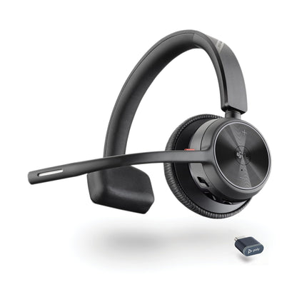 Poly Voyager 4310 UC Wireless Headset (Plantronics) - Single-Ear Bluetooth Headset w/Noise-Canceling Boom Mic - Connect PC/Mac/Mobile via Bluetooth - Works w/Teams (Certified), Zoom 2024 Version (USB-C & USB-A)