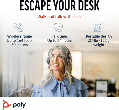 Poly Voyager 4310 UC Wireless Headset (Plantronics) - Single-Ear Bluetooth Headset w/Noise-Canceling Boom Mic - Connect PC/Mac/Mobile via Bluetooth - Works w/Teams (Certified), Zoom 2024 Version (USB-C & USB-A)