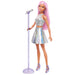 Barbie Pop-Star-Puppe gekleidet in einem schillernden Rock mit Mikrofon und rosafarbenem Haar, Geschenk für Kinder von 3 bis 7 Jahren, JCW42