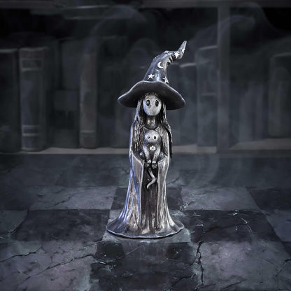 Nemesis Now Little Souls - Glimmer Figurine 12cm, Resin, Black, Witch Ghost with Cat Figurine, Cast in the Finest Resin, Expertly Hand-Painted