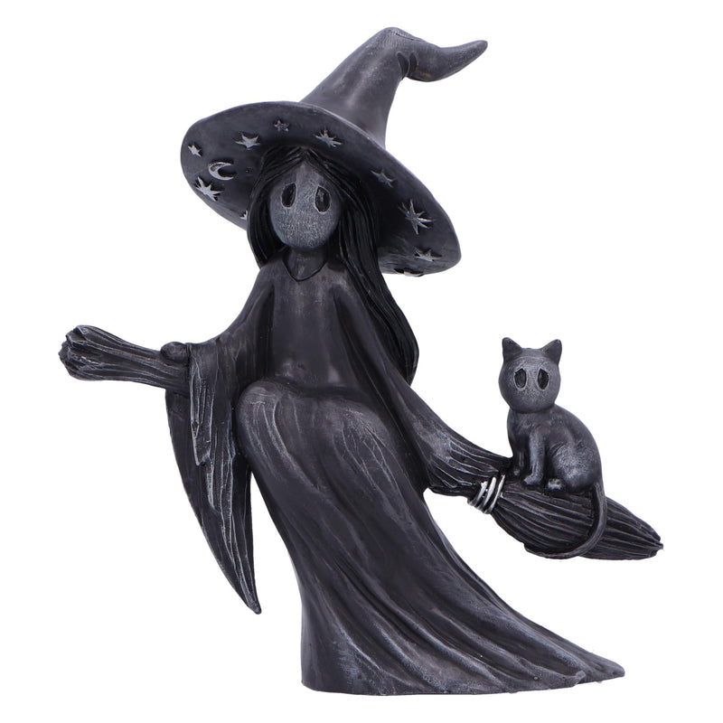 Nemesis Now Little Souls - Beam Figurine 12.7cm, Resin, Black, Witch Ghost on Broom Figurine, Cast in the Finest Resin, Expertly Hand-Painted