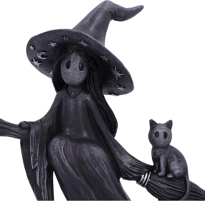 Nemesis Now Little Souls - Beam Figurine 12.7cm, Resin, Black, Witch Ghost on Broom Figurine, Cast in the Finest Resin, Expertly Hand-Painted