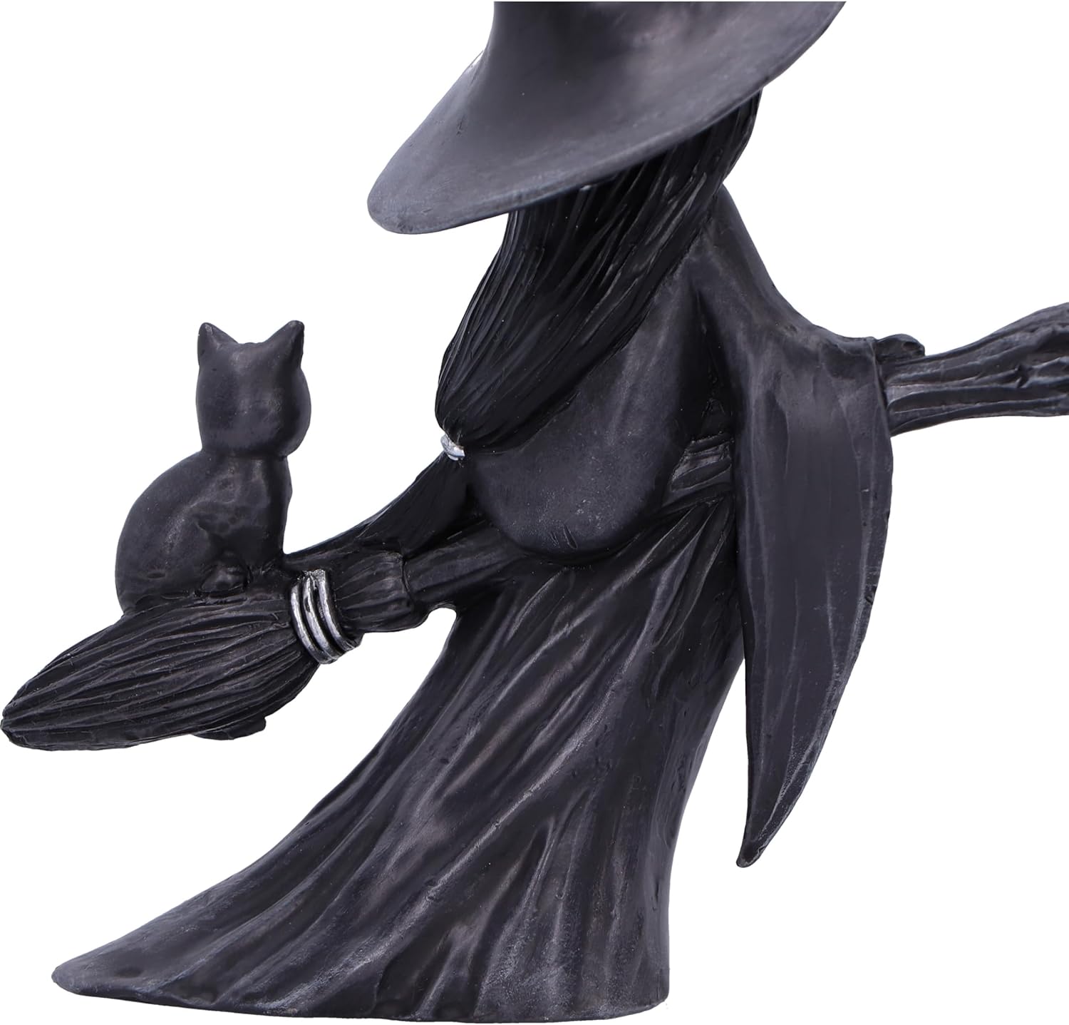 Nemesis Now Little Souls - Beam Figurine 12.7cm, Resin, Black, Witch Ghost on Broom Figurine, Cast in the Finest Resin, Expertly Hand-Painted