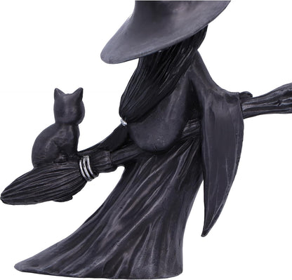 Nemesis Now Little Souls - Beam Figurine 12.7cm, Resin, Black, Witch Ghost on Broom Figurine, Cast in the Finest Resin, Expertly Hand-Painted