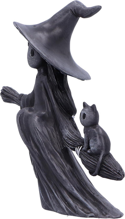 Nemesis Now Little Souls - Beam Figurine 12.7cm, Resin, Black, Witch Ghost on Broom Figurine, Cast in the Finest Resin, Expertly Hand-Painted