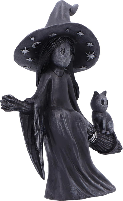 Nemesis Now Little Souls - Beam Figurine 12.7cm, Resin, Black, Witch Ghost on Broom Figurine, Cast in the Finest Resin, Expertly Hand-Painted