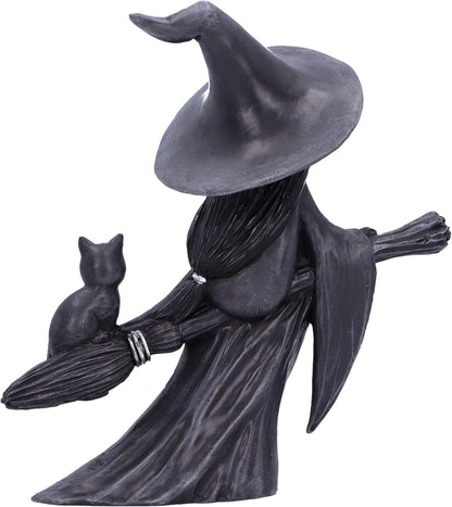 Nemesis Now Little Souls - Beam Figurine 12.7cm, Resin, Black, Witch Ghost on Broom Figurine, Cast in the Finest Resin, Expertly Hand-Painted