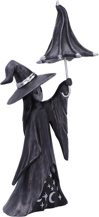 Nemesis Now Little Souls - Twinkle Figurine 18cm, Resin, Black, Witch Ghost with Brolly Figurine, Cast in the Finest Resin, Expertly Hand-Painted