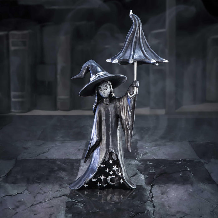 Nemesis Now Little Souls - Twinkle Figurine 18cm, Resin, Black, Witch Ghost with Brolly Figurine, Cast in the Finest Resin, Expertly Hand-Painted