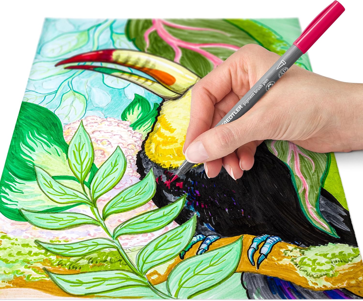 STAEDTLER Brush Pen Pigment Arts, premium tekeninkt, penseelpunt voor variabele lijnbreedte, waterbestendig, sneldrogend, 24 penseelstiften in gesorteerde kleuren in kartonnen etui, 371 C24-1