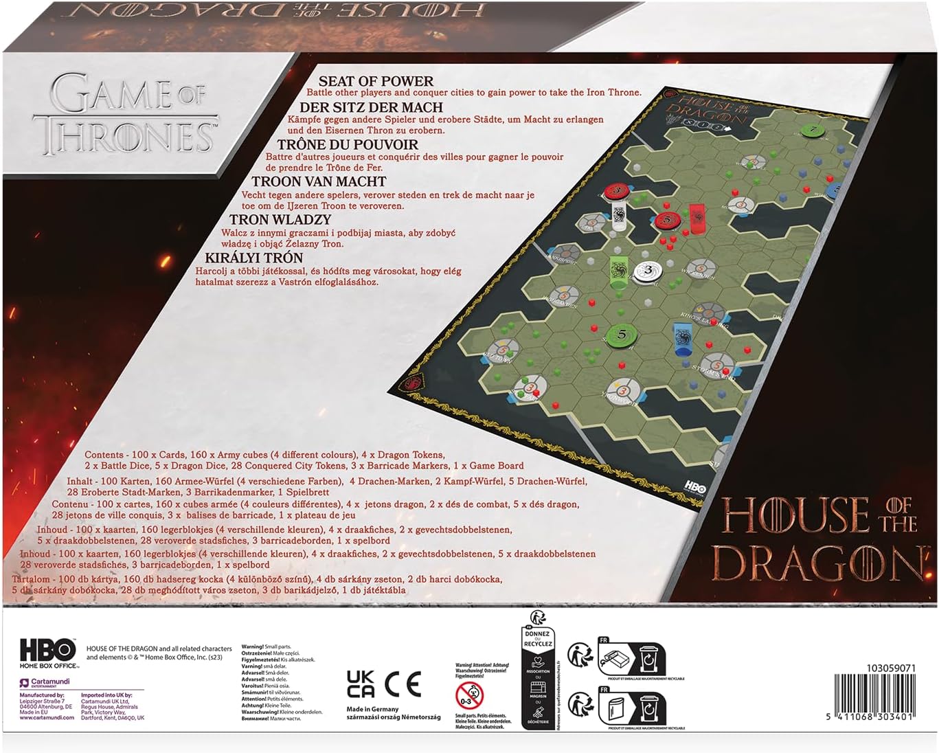 Cartamundi House of the Dragon, Game of Thrones - Seat of Power Board Game, Take Control of the Iron Throne