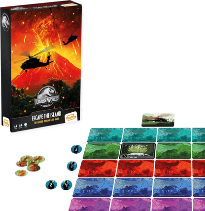Cartamundi Jurassic World Escape The Island - Gioco di carte per 2-4 giocatori, ottimo regalo per bambini dai 6 anni in su