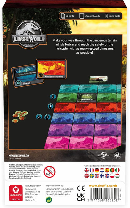 Cartamundi Jurassic World Escape The Island - Gioco di carte per 2-4 giocatori, ottimo regalo per bambini dai 6 anni in su
