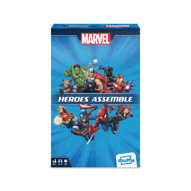 Shuffle Marvel Heroes Assemble Juego de cartas Victorias villanos en 6 minutos, 2 – 4 jugadores, gran regalo para niños a partir de 8 años