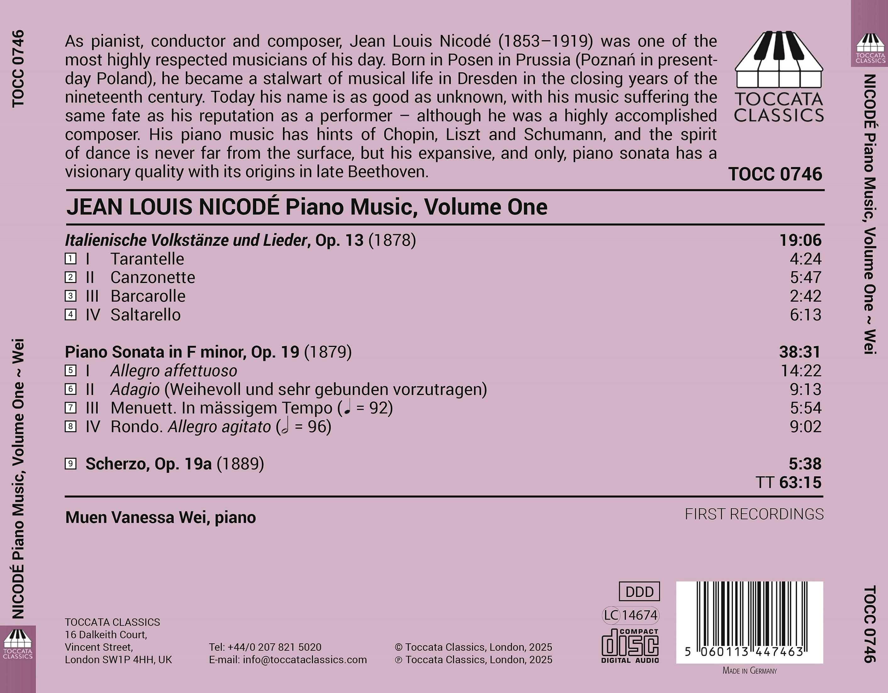Jean Louis Nicodé: Piano Music - Volume 1