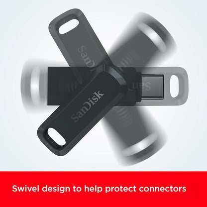 SanDisk 1TB Ultra Dual Drive Go, USB C Memory stick for Android smartphone, USB stick up to 400 MB/s, with reversible USB Type-C and USB Type-A connectors, for tablets, Macs and computers, Black Dual Drive Go 1 TB Go Black
