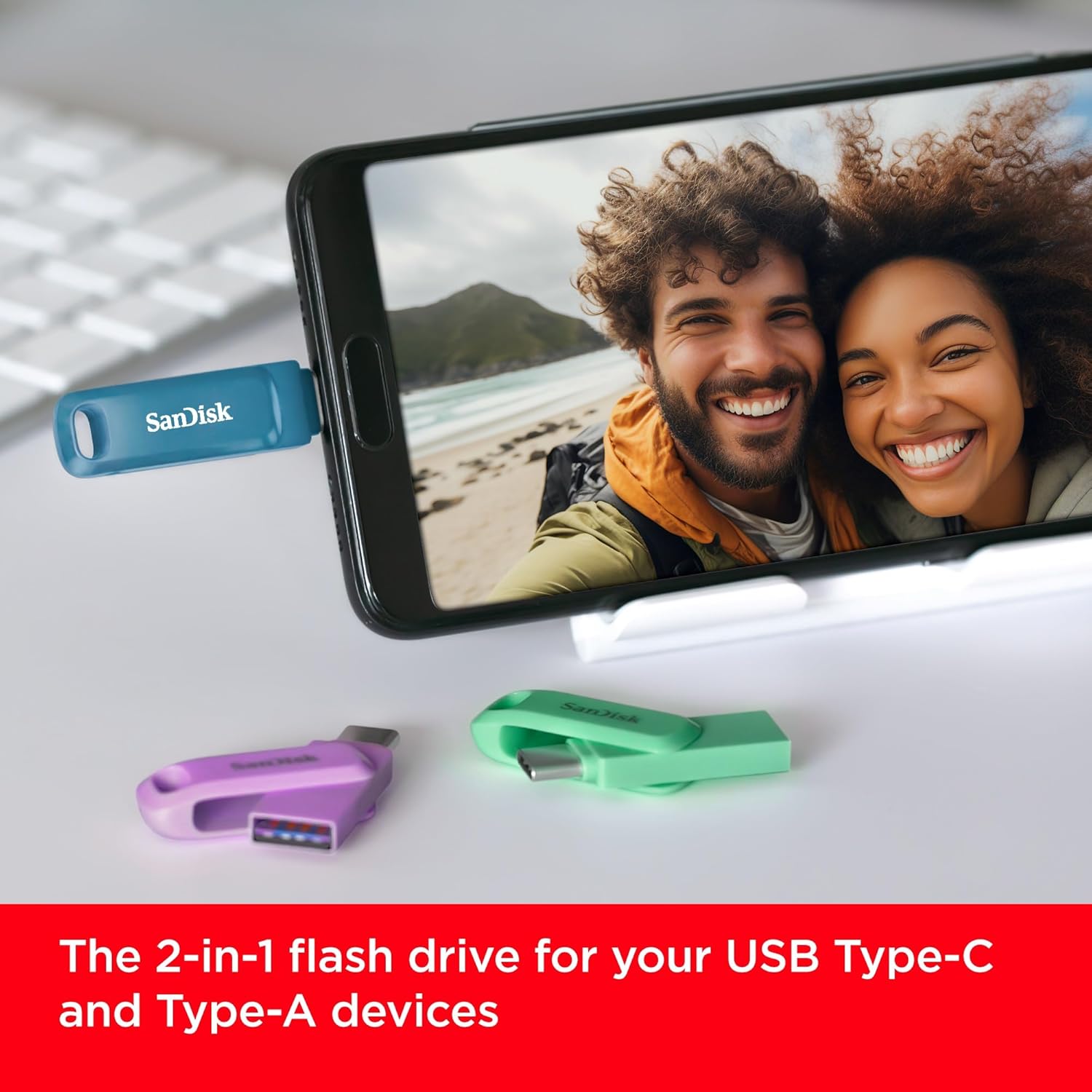 SanDisk 1TB Ultra Dual Drive Go, USB C Memory stick for Android smartphone, USB stick up to 400 MB/s, with reversible USB Type-C and USB Type-A connectors, for tablets, Macs and computers, Black Dual Drive Go 1 TB Go Black