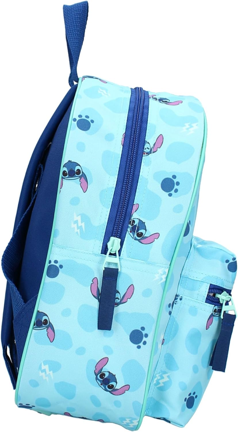STITCH All Good Impronte Backpack by Disney Lilo & Stitch - Backpack for Children | School | Kindergarten - Colour Blue - Size 30 x 25 x 11 cm, azure, One Size