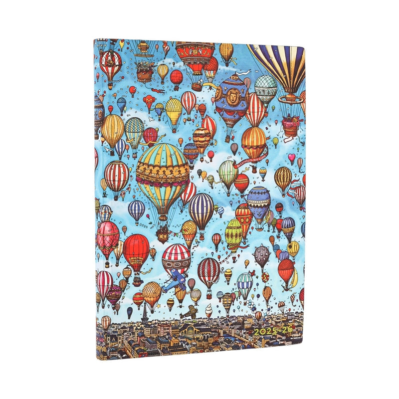 2026 Balloon Festival (Pierre the Maze Detective) Midi 18-month Horizontal Softcover Flexi Dayplanner 2025-2026 (Elastic Band Closure)