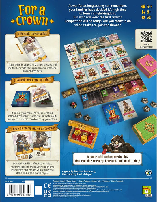 Repos Production | For a Crown | Board Game | Ages 8+ | 3-5 Players | 30 Minutes Playing Time