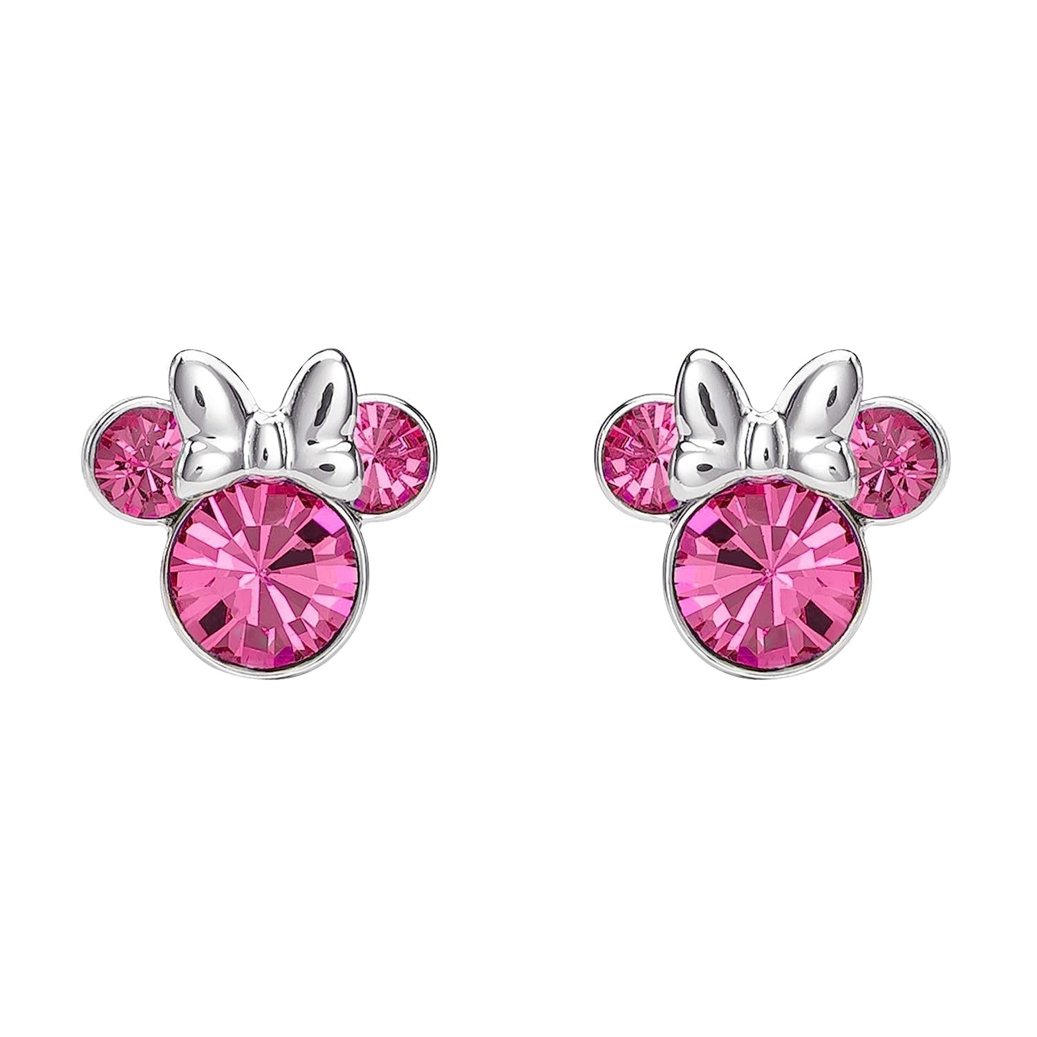 Disney - Minnie Silver Plated October Birthstone Stud Earrings