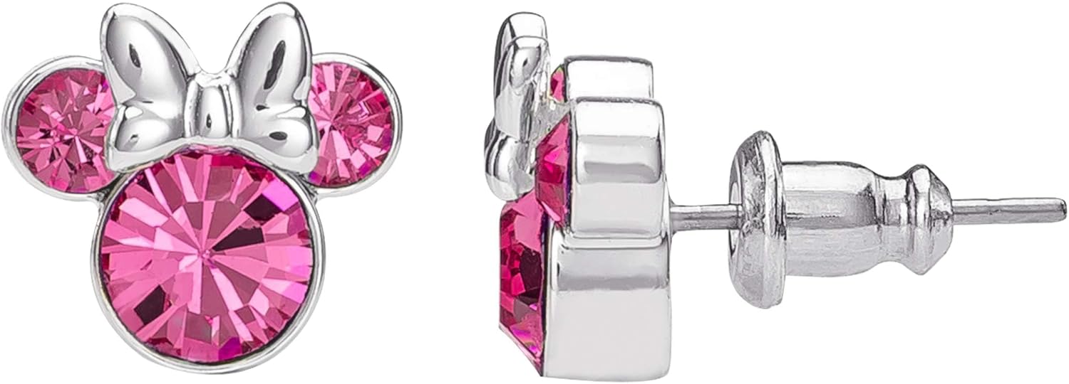 Disney - Minnie Silver Plated October Birthstone Stud Earrings