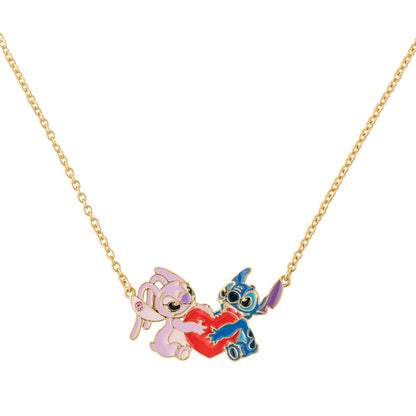 Disney Stitch & Angel Halskette mit Herzanhänger, vergoldet, One size, Vergoldet, Kein Edelstein