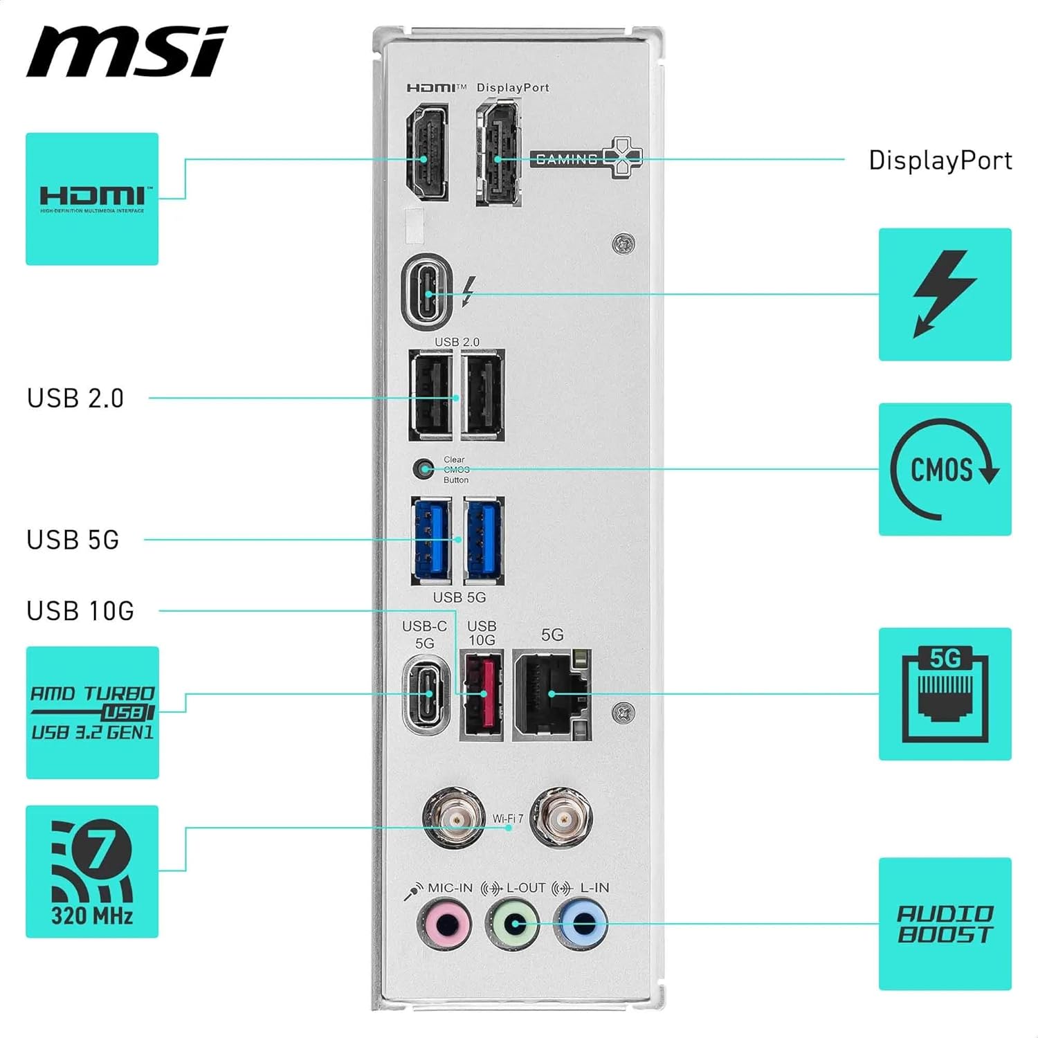 MSI B860M GAMING PLUS WIFI Motherboard, mATX - Supports Intel Core Ultra Processors (Series 2), LGA 1851 - DDR5 Memory Boost 8600+ MT/s (OC), PCIe 5.0 x16, M.2 Gen5, Intel Killer 5G LAN, Wi-Fi 7