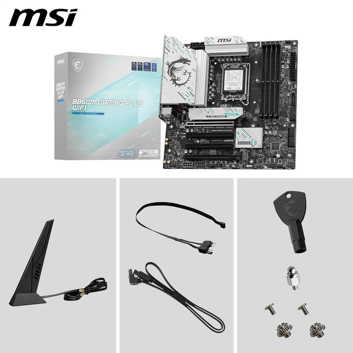 MSI B860M GAMING PLUS WIFI Motherboard, mATX - Supports Intel Core Ultra Processors (Series 2), LGA 1851 - DDR5 Memory Boost 8600+ MT/s (OC), PCIe 5.0 x16, M.2 Gen5, Intel Killer 5G LAN, Wi-Fi 7