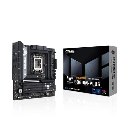 ASUS TUF GAMING B860M-PLUS Intel mATX motherboard, 12+1+2+1 80A DrMOS power stages, DDR5, PCIe 5.0, 3xM.2 slots, Realtek 2.5Gb Ethernet, DisplayPort, HDMI, USB 20Gbps Type-C with DP Alt mode