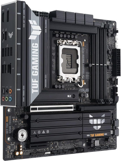 ASUS TUF GAMING B860M-PLUS Intel mATX motherboard, 12+1+2+1 80A DrMOS power stages, DDR5, PCIe 5.0, 3xM.2 slots, Realtek 2.5Gb Ethernet, DisplayPort, HDMI, USB 20Gbps Type-C with DP Alt mode