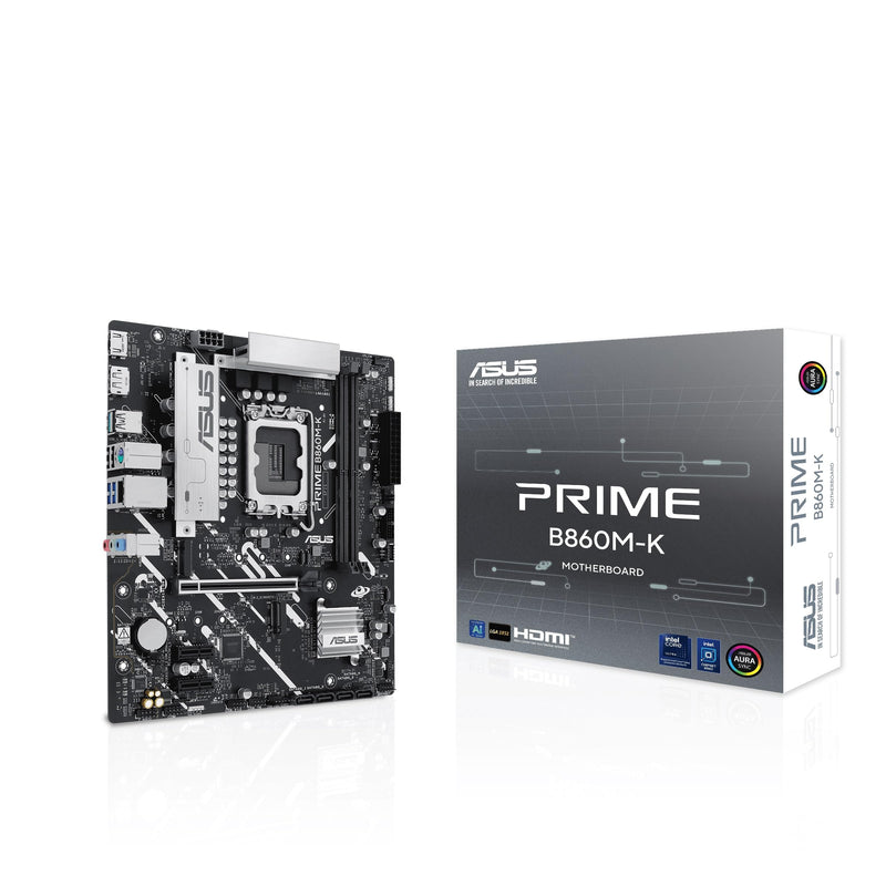 ASUS PRIME B860M-K, Scheda Madre Intel mATX, 6+1+1+1 Fasi di Alimentazione, Slot DDR5, PCIe 4.0, 2 Slot M.2, Ethernet Realtek 2.5 GB, DisplayPort, HDMI, USB-A 10 Gbps, USB-C 5 Gbps, Nera