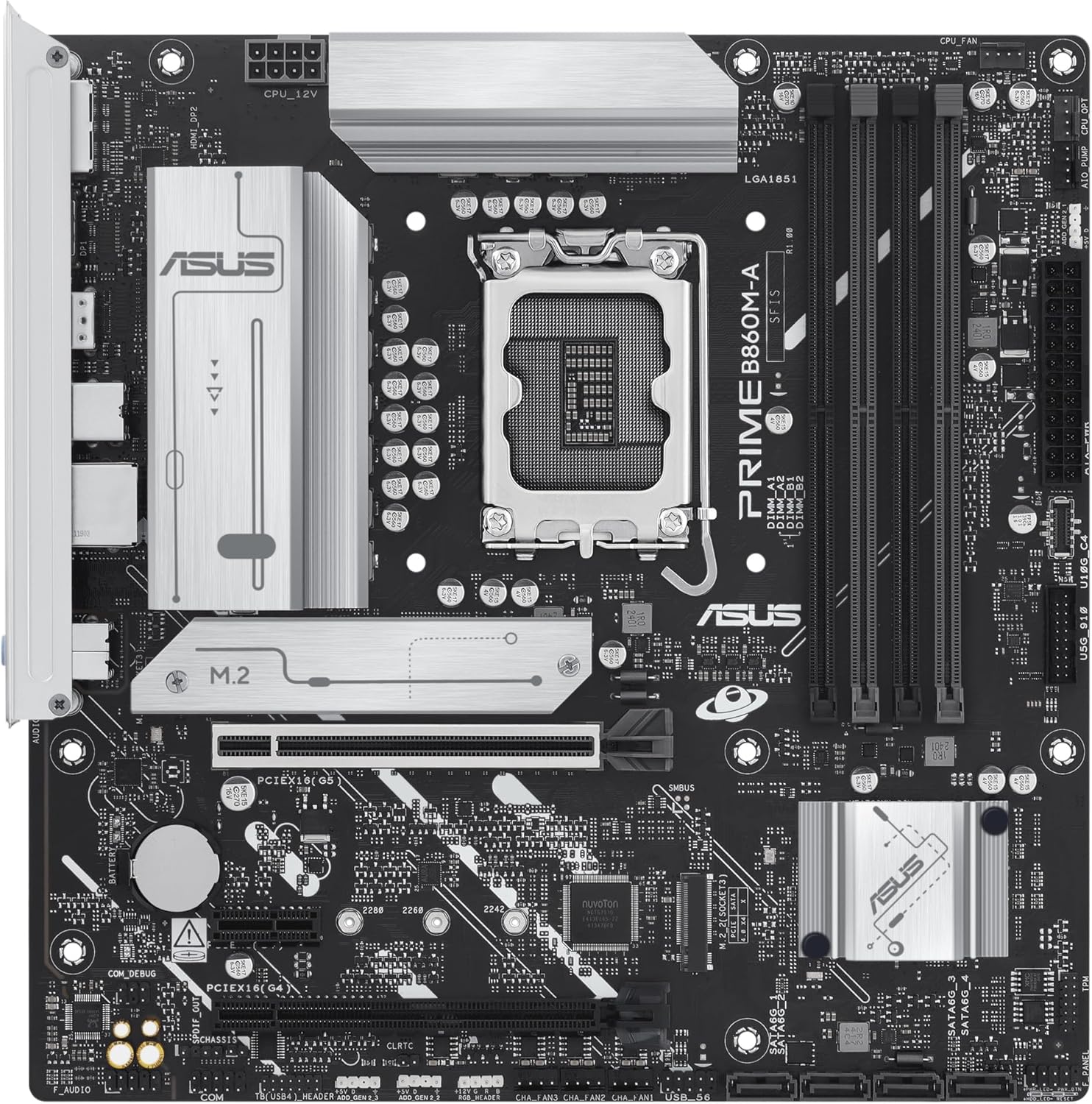 ASUS PRIME B860M-A Intel mATX motherboard, 7+1+1+1 80A DrMOS power stages, DDR5, PCIe 5.0, 2xM.2 slots, Realtek 2.5Gb Ethernet, dual DisplayPort, HDMI,rear USB 20Gbps Type-C