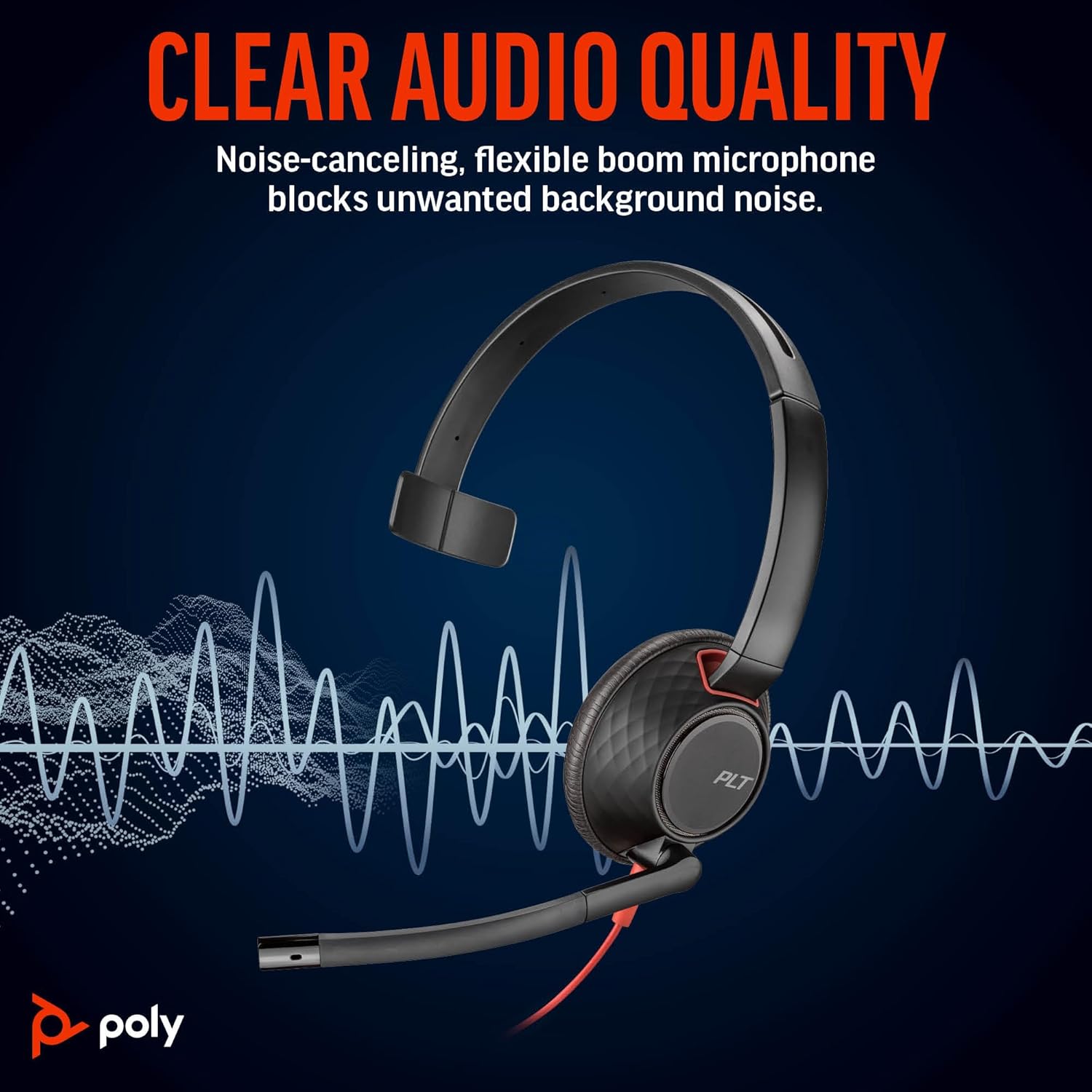 Poly Blackwire 5210 Wired Headset (Plantronics) - Flexible Noise-Canceling Boom Mic – Single-Ear Design - Connect to PC/Mac, Mobile via USB-C, USB-A, or 3.5 mm - Works w/Teams, Zoom 2023 Version (USB-C & USB-A)