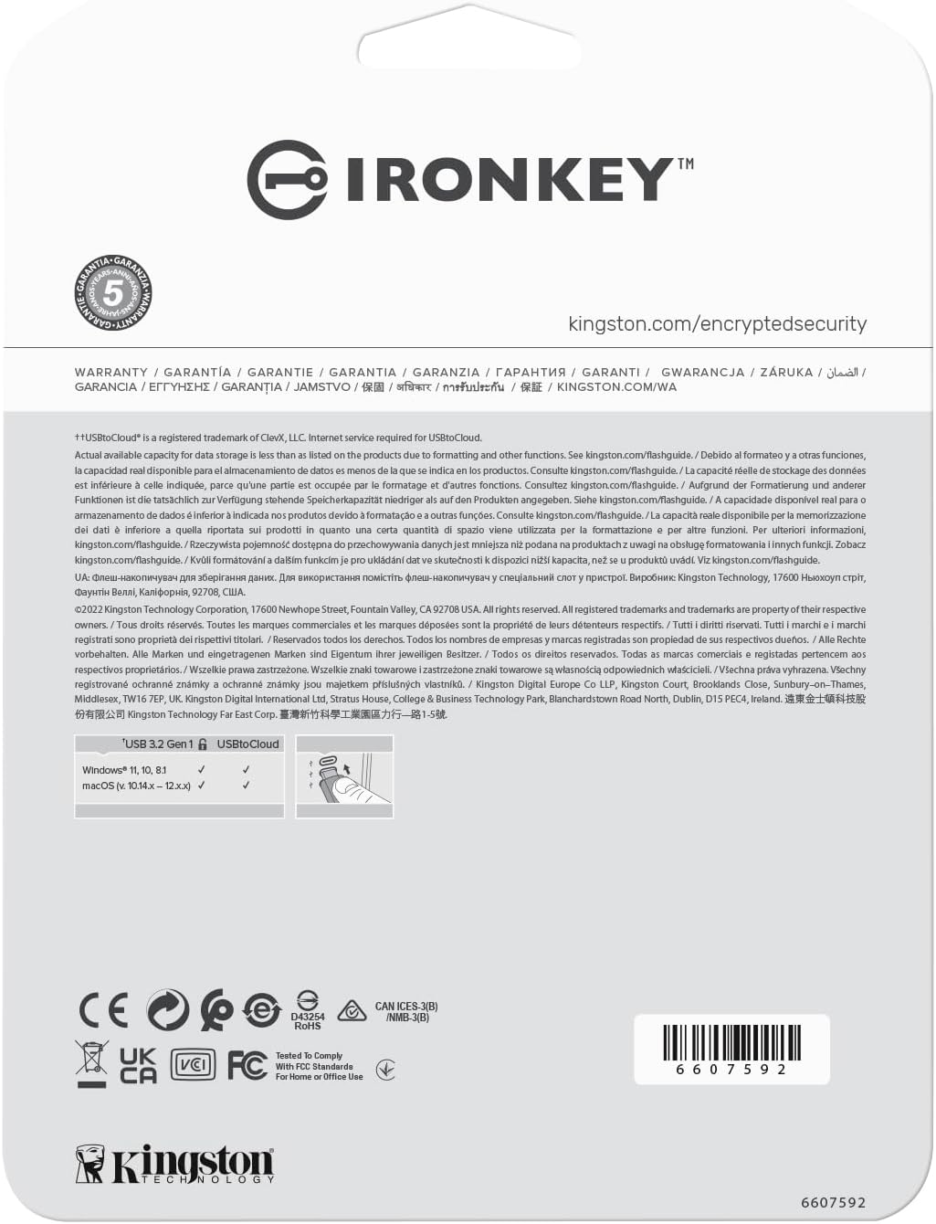 Kingston IronKey Locker+ 50 USB Flash Drive XTS-AES Encrypted for Data Protection with Automatic USBtoCloud Back Up-IKLP50/