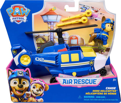 PAW PATROL Air Rescue - Chases Polizei-Rettungshubschrauber mit Geschoss-Abwurf und Chase Spielfigur (Basis Fahrzeug), Spielzeug für Kinder ab 3 Jahren