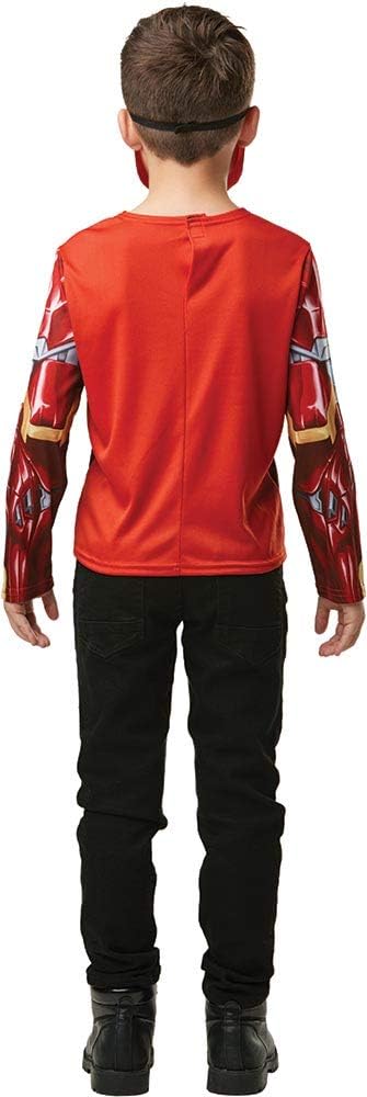 RUBIE'S Iron Man Chest Set I-300113 Official Marvel Top and Mask Costume – One Size, Cartoon, Red