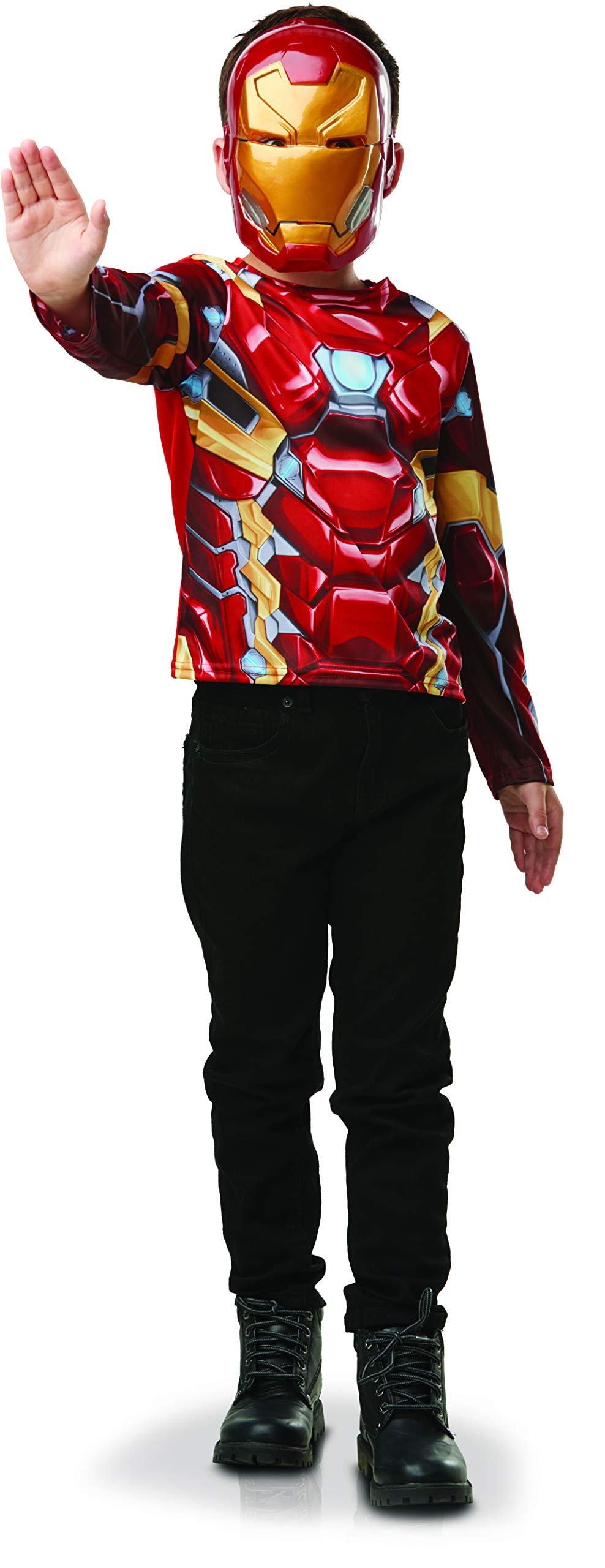 RUBIE'S Iron Man Chest Set I-300113 Official Marvel Top and Mask Costume – One Size, Cartoon, Red