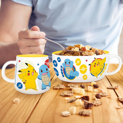 Pokemon - Breakfast Set Mug + Bowl - Pikachu & Kanto Starters