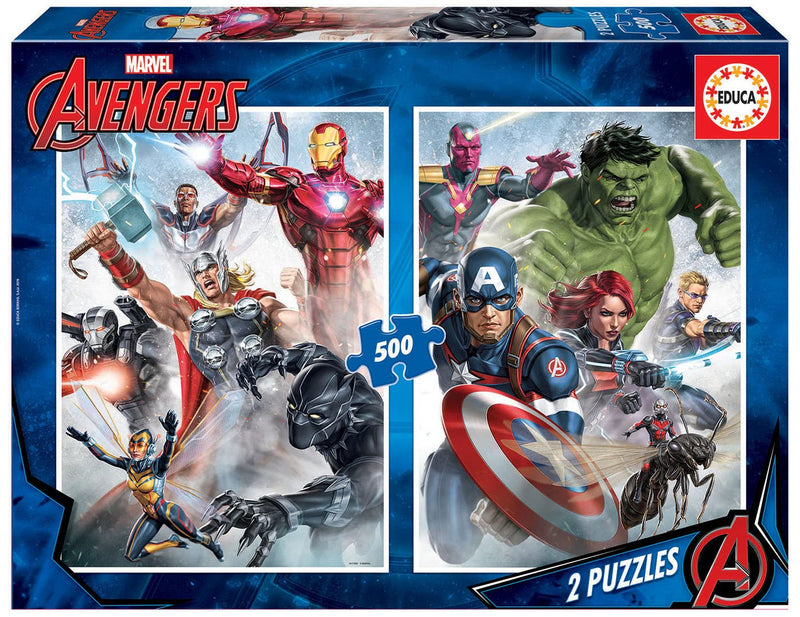 Educa - Puzzle 500 stukjes voor volwassenen | Marvel Avengers 2 x 500 stukjes puzzel voor volwassenen en kinderen vanaf 11 jaar, superhelden, puzzelset (17994