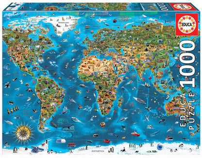 Educa - 1000 stukjes puzzel voor volwassenen | Wereldwonderen. Inclusief Fix Puzzle Tail om op te hangen Zodra de montage is voltooid. Vanaf 14 jaar (19022